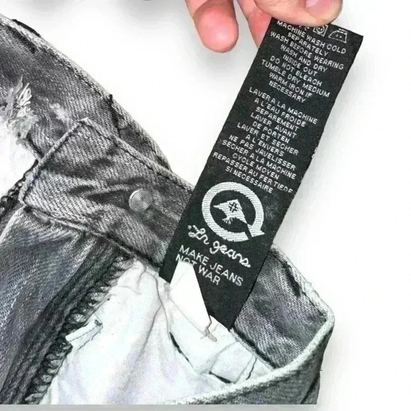 LRG Make Jeans Not War Y2K vintage embroidered jeans wide legs W32 grey - Picture 7 of 11